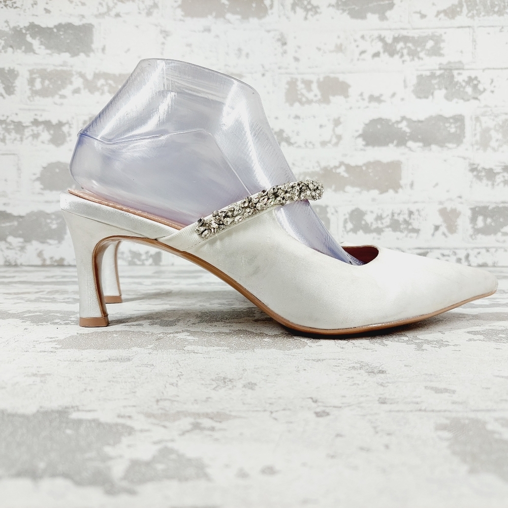 Naturalizer Pnina Tornai Liefde Mules in White Satin Crystal - Picture 6 of 15